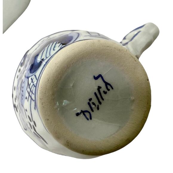 Delftware Delft Blue Dutch TEA CUP & SAUCER SET Blue White Demitasse Espresso - Picture 5 of 9